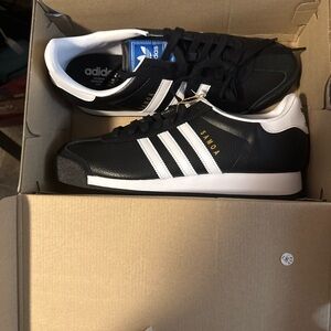 Adidas Samoa Black Sneakers with White Stripes